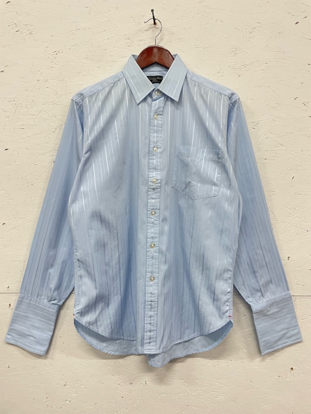 Vintage Christian Dior Monsieur Dress Shirt w/ French Cuffs, Size 16/34